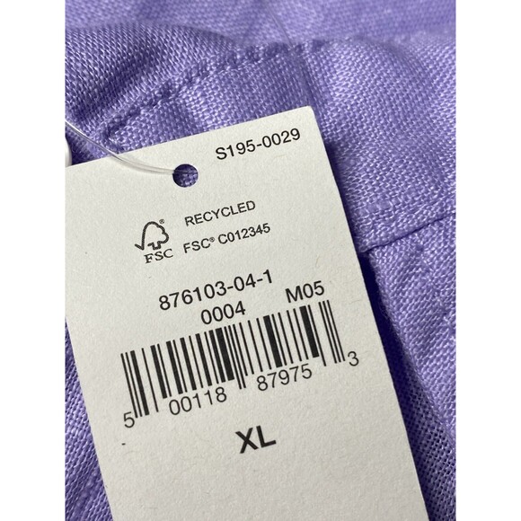 GAP Women Linen Shirt Long Sleeves Cropped Casual Minimalist Classic PURPLE XL - Picture 6 of 12
